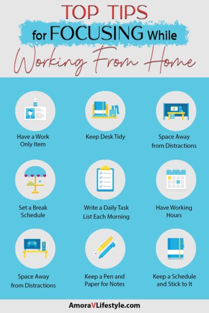 Amora V Lifestyle features a full list of Tops Tips for Focusing While Working from Home.