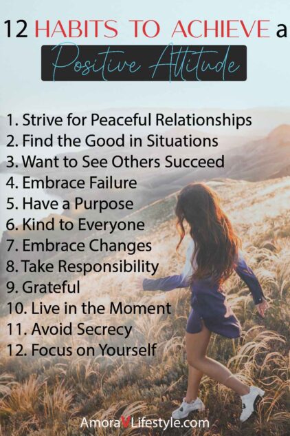 Bullet point of 12 Habits to Achieve a Positive Attitude