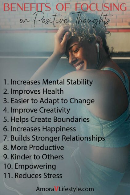 Full bullet point of Benefits of positive thinking